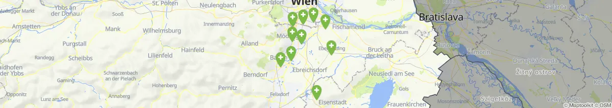 Kartenansicht für Apotheken-Notdienste in der Nähe von Moosbrunn (Gemeinde, Niederösterreich) (516)